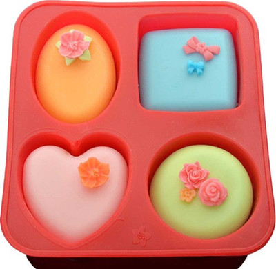 R V TRADING Silicone Cake Mould Silicone Circle, Square, Oval and Heart Shape Soap Cake Making Mould(Pack of 1)