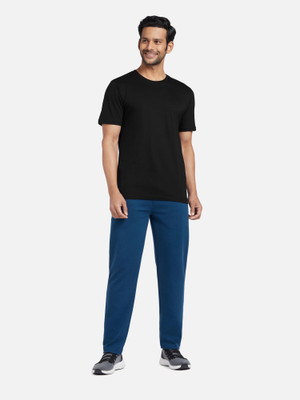 XYXX Men Solid Black, Blue Top & Pyjama Set