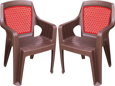 MAHARAJA Safari 114 For Home,Office | Comfortable | ArmRest | Bearing Capacity Upto 200Kg Plastic Outdoor Chair  (Red, Set Of 2, Pre-assembled) For Rs. 1899 @ 62 %