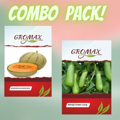 Gromax India Muskmelon Madhurras & Brinjal Green Long Seed(40 per packet)