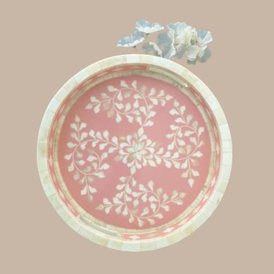 casagold Bone Inlay Leaf Tray (Pink) Tray