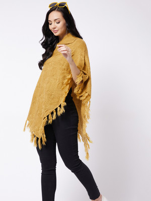 Modeve Printed Collared Neck Casual Women Yellow Sweater