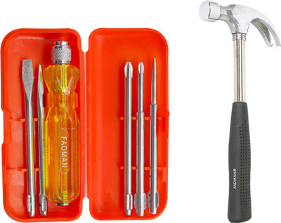 FADMAN Premium Quality Home Purpose Hand Tool Set of 2 | Screwdriver | Hammer | Hand Tool Kit(2 Tools)