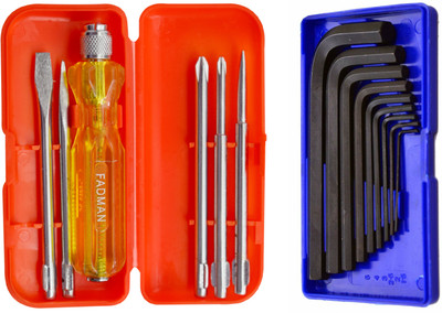 FADMAN Premium Quality Home Purpose Hand Tool Set of 2 | Screwdriver | Allen Key | Hand Tool Kit(2 Tools)