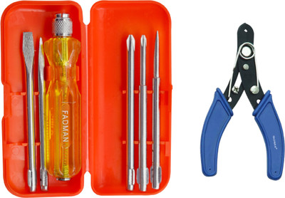 FADMAN Premium Quality Home Purpose Hand Tool Set of 2 | Screwdriver | Cutter | Hand Tool Kit(2 Tools)