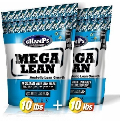 CHAMPS NUTRITION MEGA LEAN 10Lb COMBO PACK Weight Gainers/Mass Gainers(9 kg, CHOCOLATE)