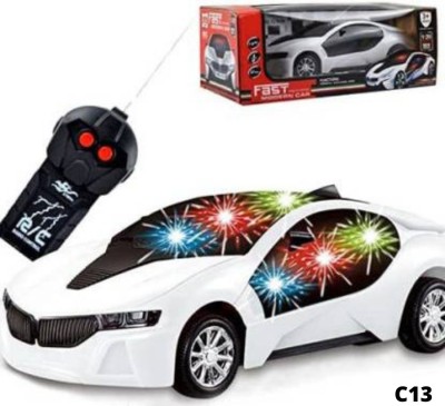 Just97 Wireless Remote Control Fast Modern Car With 3D Light, CAR_RC13(White)