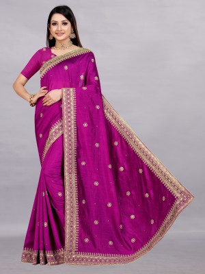 Divastri Embellished Bollywood Art Silk Saree(Magenta)