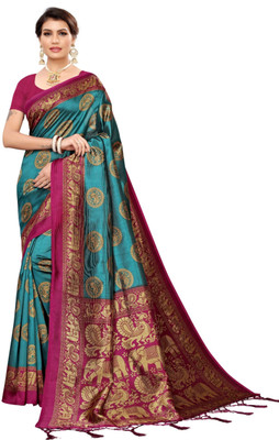 Samai Printed Bollywood Art Silk Saree(Dark Blue)