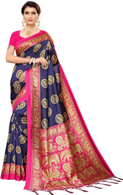 Samai Printed Bollywood Art Silk Saree(Dark Blue)