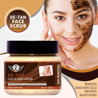 7 FOX Premium De-Tan Face Scrub,Tan Removal Face Scrub for Glowing Skin Scrub For All Skin Types-- Scrub(100 g)