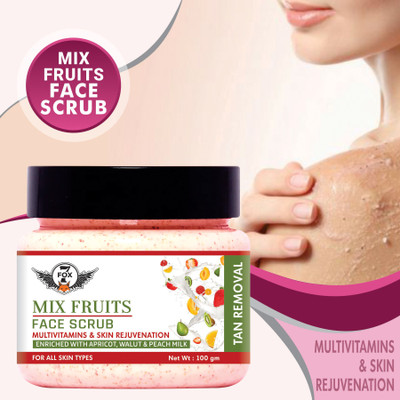 7 FOX Premium Mix Fruit Scrub With Apricot , Walnut & Peach Milk For Smooth And Brightener Skin Scrub Suitable for all skin types- Scrub(100 g)