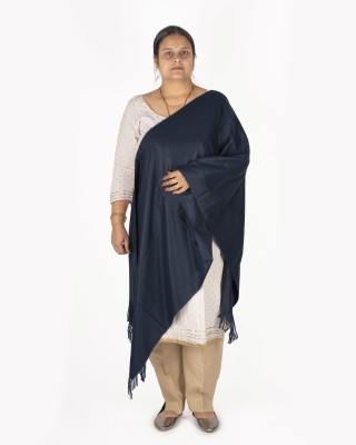 CHAITANYA WOOLENS Pashmina Solid Women Shawl(Dark Blue)