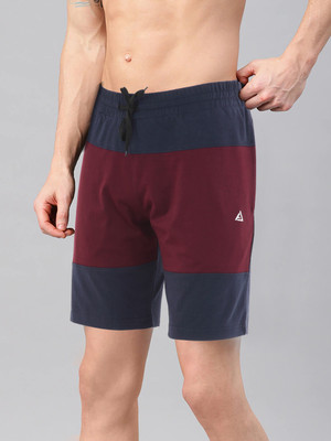 AVOLT Color Block Men Dark Blue, Maroon Basic Shorts