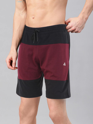 AVOLT Color Block Men Black, Maroon Basic Shorts