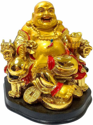 Ripe India Exclusive Feng Shui Lucky Laughing Buddha Decorative Showpiece  -  7 cm(Polyresin, Multicolor)