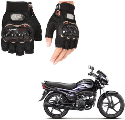 AuTO ADDiCT PRO BIKER HALF FINGERED GLOVES BLACK FOR HERO Super Splendor Riding Gloves(Black)