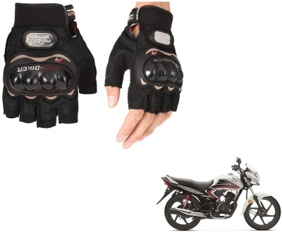 AuTO ADDiCT PRO BIKER HALF FINGERED GLOVES BLACK FOR HONDA Dream Yuga Riding Gloves(Black)