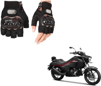 AuTO ADDiCT PRO BIKER HALF FINGERED GLOVES BLACK FOR SUZUKI Intruder Riding Gloves(Black)