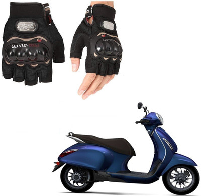 AuTO ADDiCT PRO BIKER HALF FINGERED GLOVES BLACK FOR BAJAJ Chetak Riding Gloves(Black)