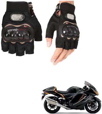 AuTO ADDiCT PRO BIKER HALF FINGERED GLOVES BLACK FOR SKI Hayusa Riding Gloves(Black)