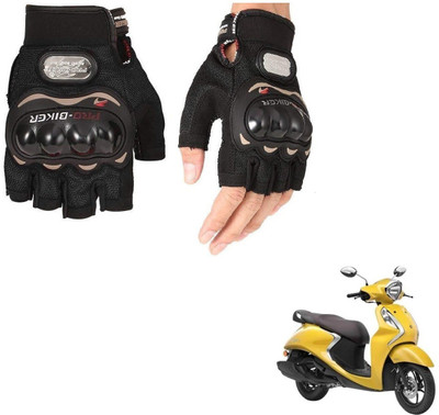 AuTO ADDiCT PRO BIKER HALF FINGERED GLOVES BLACK FOR YAMAHA Fascino Riding Gloves(Black)