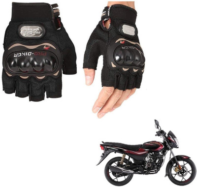 AuTO ADDiCT PRO BIKER HALF FINGERED GLOVES BLACK FOR BAJAJ Platina 110 H-Gear Riding Gloves(Black)