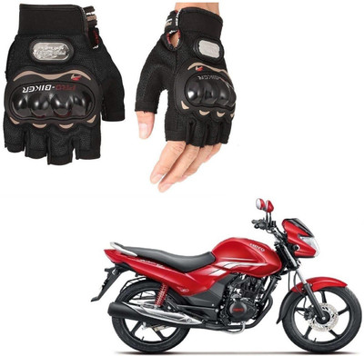 AuTO ADDiCT PRO BIKER HALF FINGERED GLOVES BLACK FOR HERO Achiever Riding Gloves(Black)
