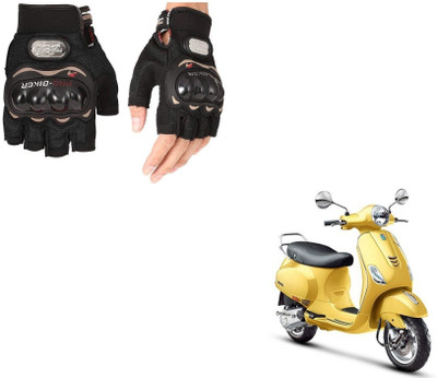 AuTO ADDiCT PRO BIKER HALF FINGERED GLOVES BLACK FOR VESPA VXL 150 Riding Gloves(Black)