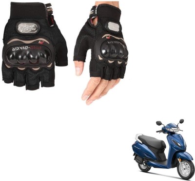 AuTO ADDiCT PRO BIKER HALF FINGERED GLOVES BLACK FOR HONDA Activa 6G Riding Gloves(Black)