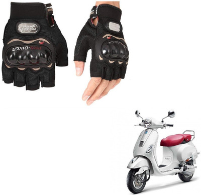 AuTO ADDiCT PRO BIKER HALF FINGERED GLOVES BLACK FOR VESPA Elegante 125 Riding Gloves(Black)