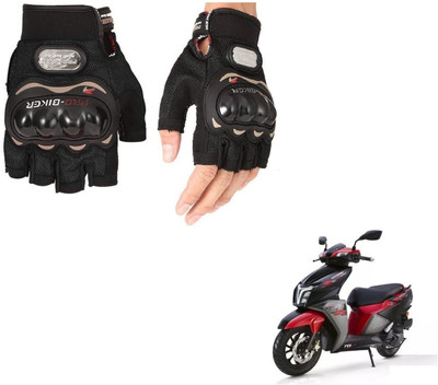 AuTO ADDiCT PRO BIKER HALF FINGERED GLOVES BLACK FOR TVS Ntroq 125 Riding Gloves(Black)