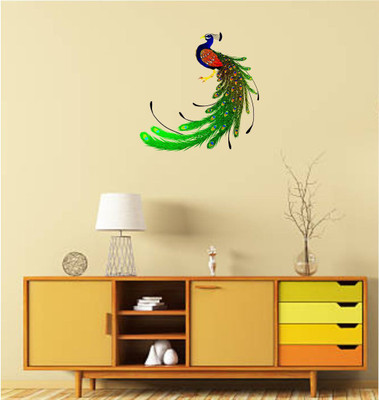 Varadvinayak 45 cm Peacock Self Adhesive Sticker(Pack of 1)