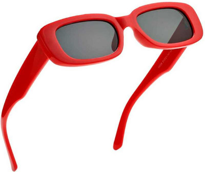 shadz Rectangular Sunglasses(For Men & Women, Red, Black)