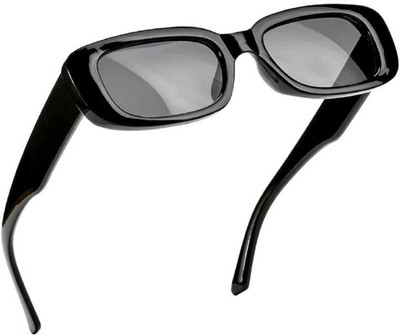 shadz Rectangular Sunglasses(For Men & Women, Black)