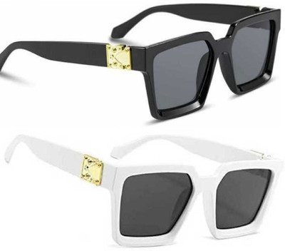 UA CRAFT Retro Square Sunglasses(For Men & Women, Black, Black)