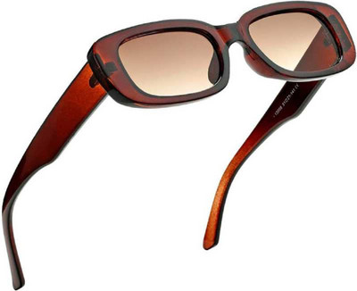 shadz Rectangular Sunglasses(For Men & Women, Brown)
