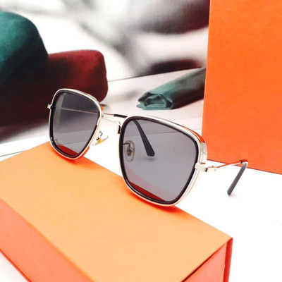 BAJERO Retro Square Sunglasses(For Men & Women, Black)