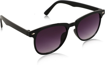 Alchiko Round, Wayfarer Sunglasses(For Men & Women, Black, Violet)