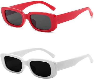 shadz Rectangular Sunglasses(For Men & Women, Red, Black)