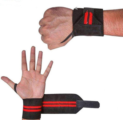 JVN Wrist Support Band with Thumb Loop for Gym,(Pack of 2)(Red & Black) Abdominal Belt