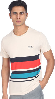 U.S. POLO ASSN. Colorblock Men Round Neck White T-Shirt