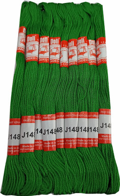 Abn Traders Doli Thread Skeins/ Long Stitched Embroidery Stranded Cotton J148, Green Thread(90 m Pack of25)