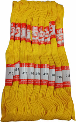 Abn Traders Doli Thread Skeins/ Long Stitched Embroidery Stranded Cotton J161, Yellow Thread(90 m Pack of25)