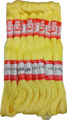 Abn Traders Doli Thread Skeins/ Long Stitched Embroidery Stranded Cotton J159, Yellow Thread(90 m Pack of25)