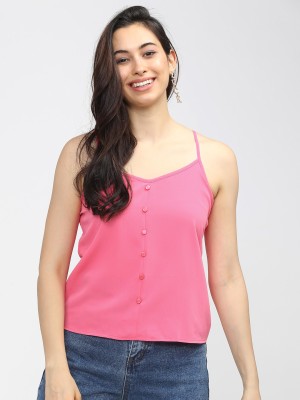 Tokyo Talkies Casual Solid Women Pink Top