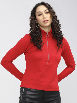 Tokyo Talkies Casual Solid Women Red Top