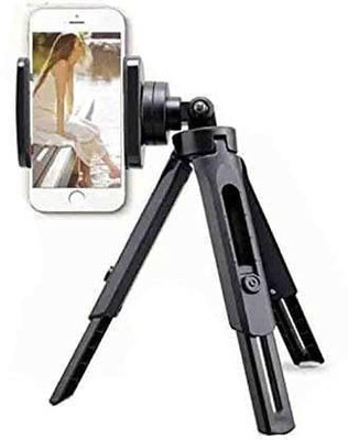 SYN SONS Mini Desktop Tripod|Universal Mobile Attachment|Extendable Upto 28cm|Lightweight Portable mobile holder Tripod(Black, Supports Up to 400 g)