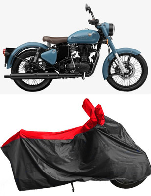 RiderShine Two Wheeler Cover for Royal Enfield(Classic 350, Black, Red)