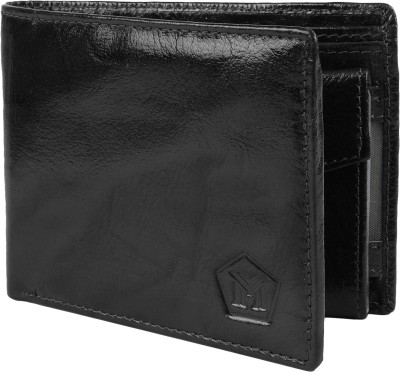 MMShopy Men Casual Black Genuine Leather Wallet(17 Card Slots)